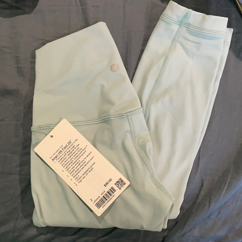 NWT Light Mint Blue Lululemon Align Pant Hazy Jade size 2